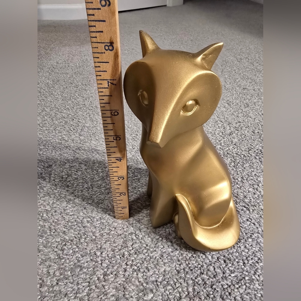 Gold Fox Resin Statue Angular Geometric Abstract Modern - Picture 6 of 8